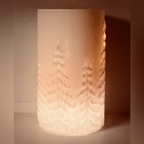 Glass Embossed Lantern 10” Christmas Tree Pattern For LED/Flameless Candles NEW - Picture 8 of 16